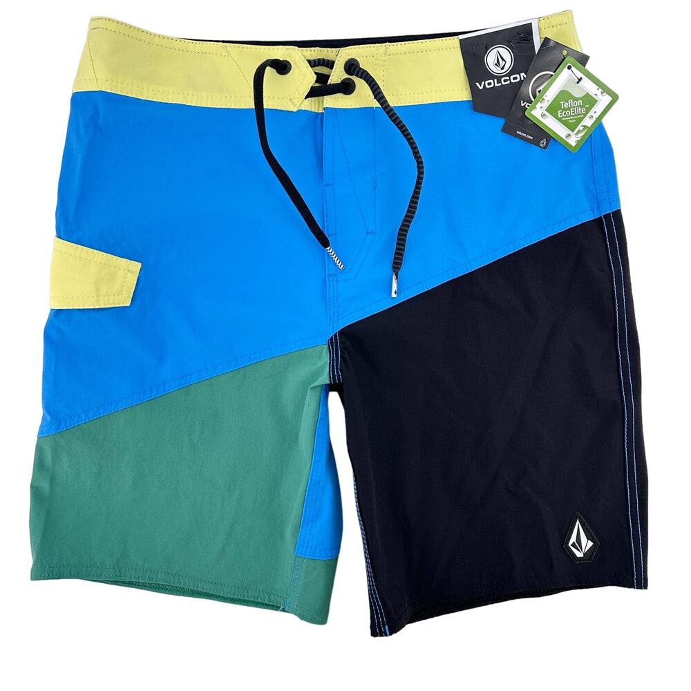 Volcom Halved Liberator Swim Trunks Boardshorts Maliblue Boys Size 18 XL